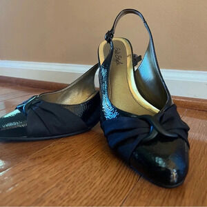 Soft Style Hush Puppies Women Pumps Shoes 8 Slingback Black Business Casual Chic